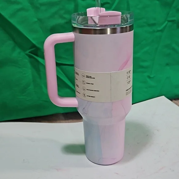 Stanley 40 oz Stainless Steel H2.0 flows tates Quencher Tumbler Watercolor Tulle - Picture 6 of 9